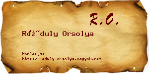 Ráduly Orsolya névjegykártya